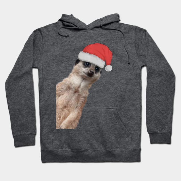 Cute Meerkat in Christmas hat- Peek a boo Hoodie by Off the Page